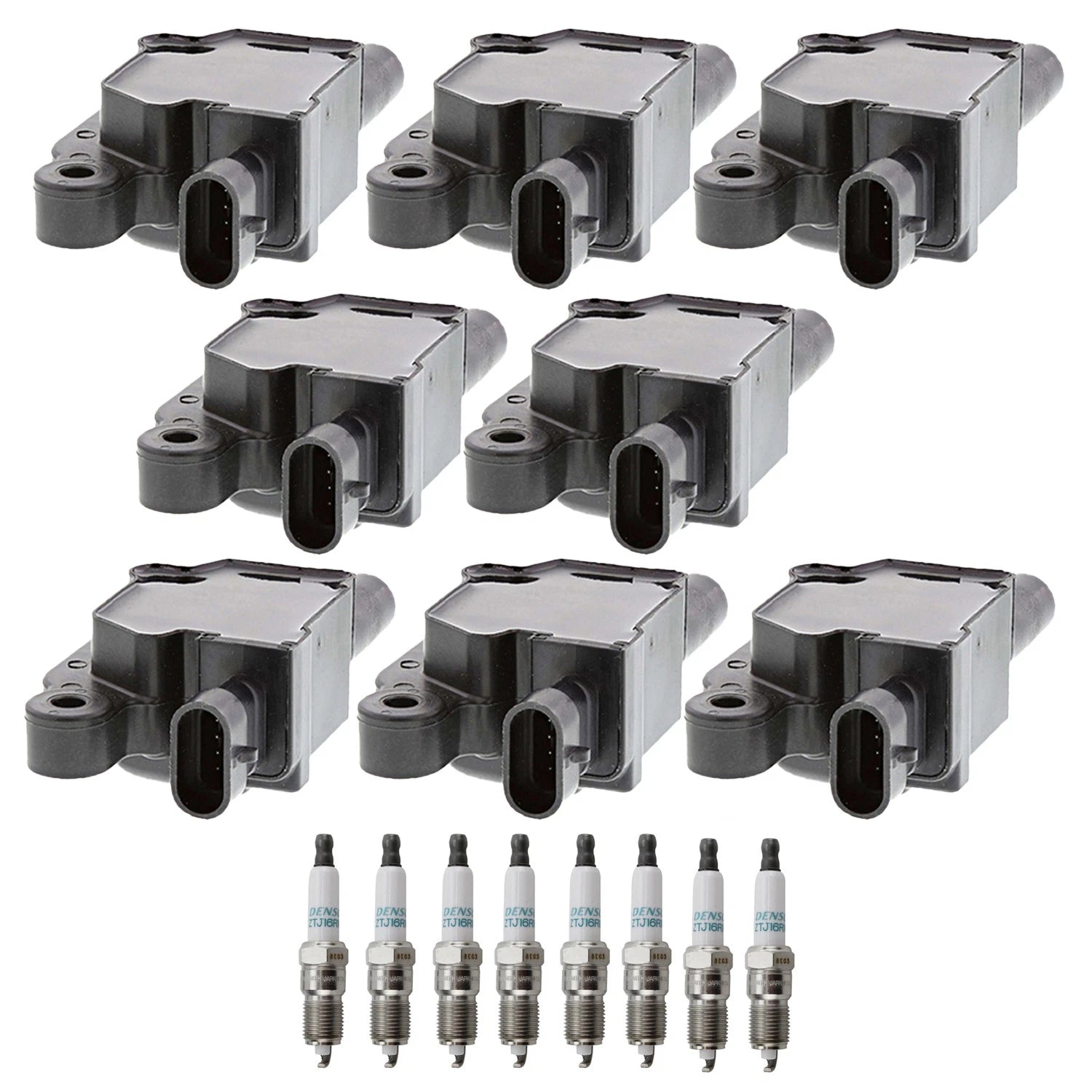Set of 8 Denso Ignition Coils & Iridium Spark Plugs for Canyon CTS Escalade Yukon (V8)
