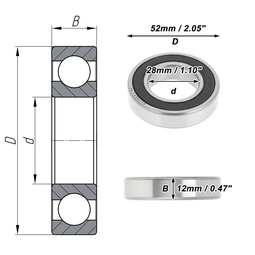1 Pc Deep Groove Ball Bearing P4 for Scooter Skateboard (28x52x12mm)