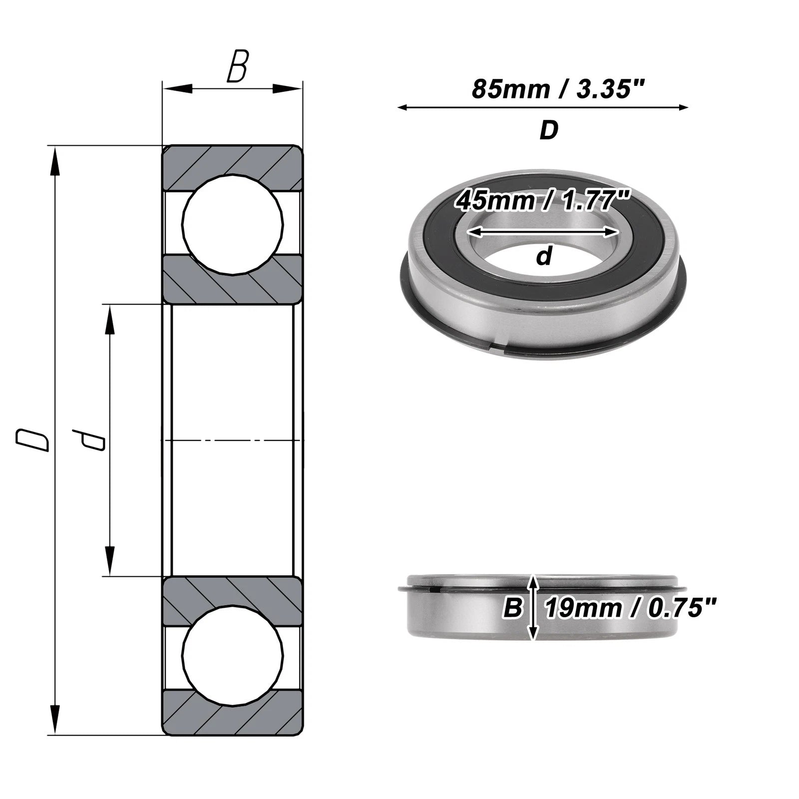 6209NR2RS Deep Groove Ball Bearings for Scooter Skateboard (45x85x19mm)