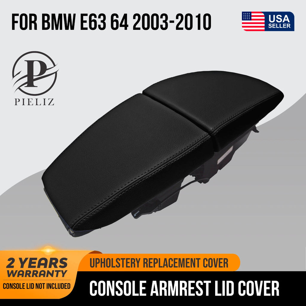 Leather Console Lid Armrest Cover for BMW E63 E64 650 (2003–2010) Black