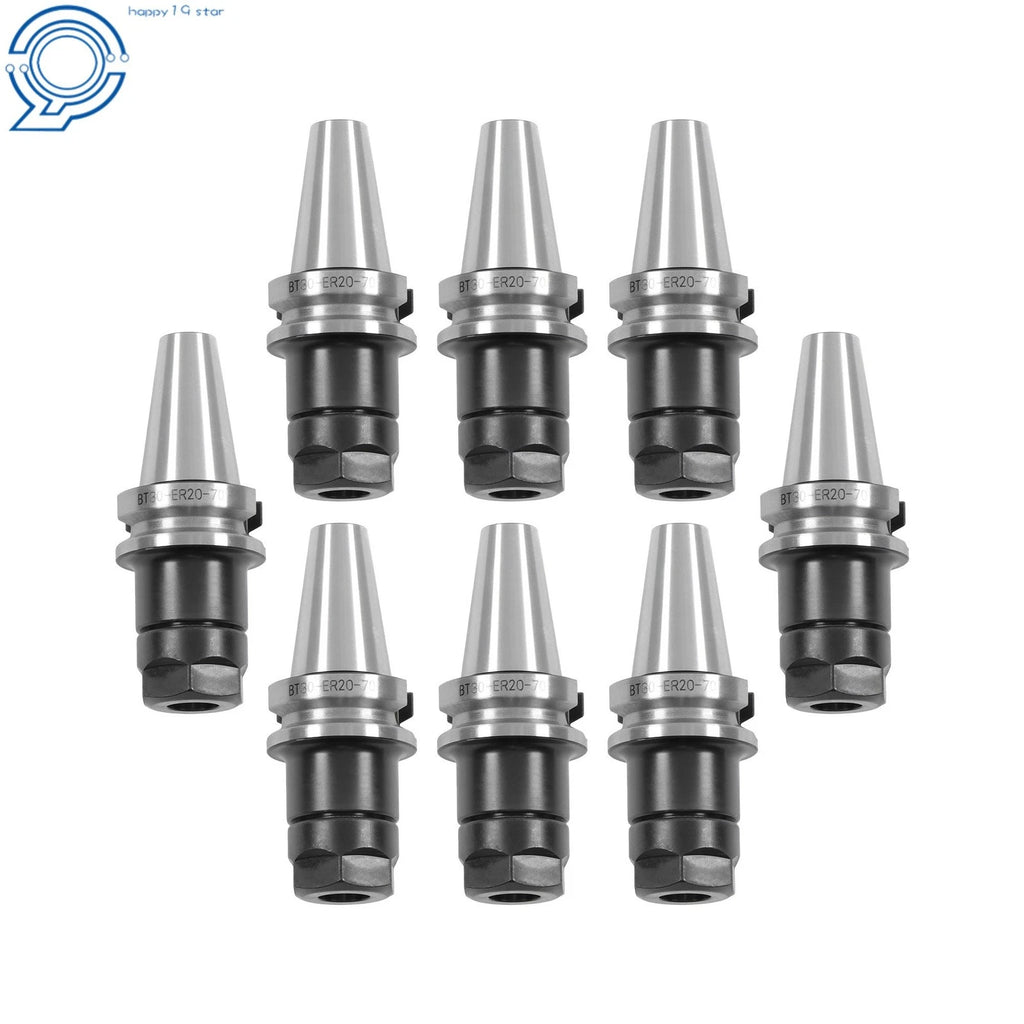 Set of 8 BT30 ER20 70L Collet Chucks for CNC Milling Center