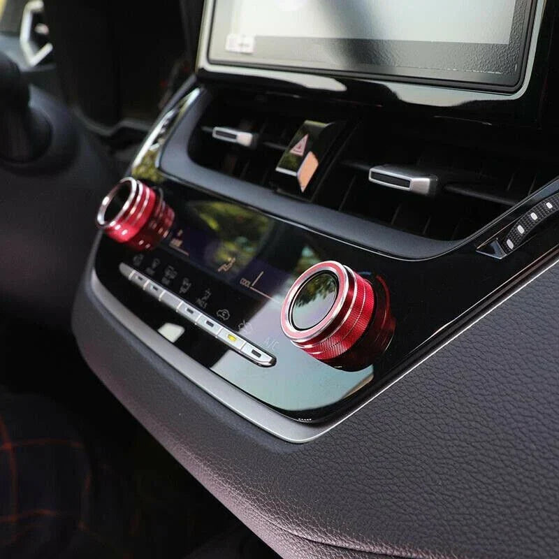 2x Red Alu Middle Console AC Knob Cover Trim for Toyota Corolla (2019���2021)