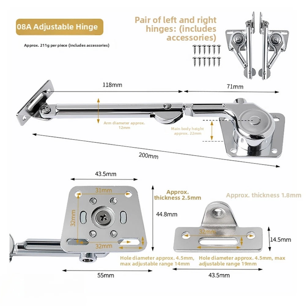 Zinc Alloy Hydraulic Hinges for Cabinet Doors (19mm Max Adjustment)