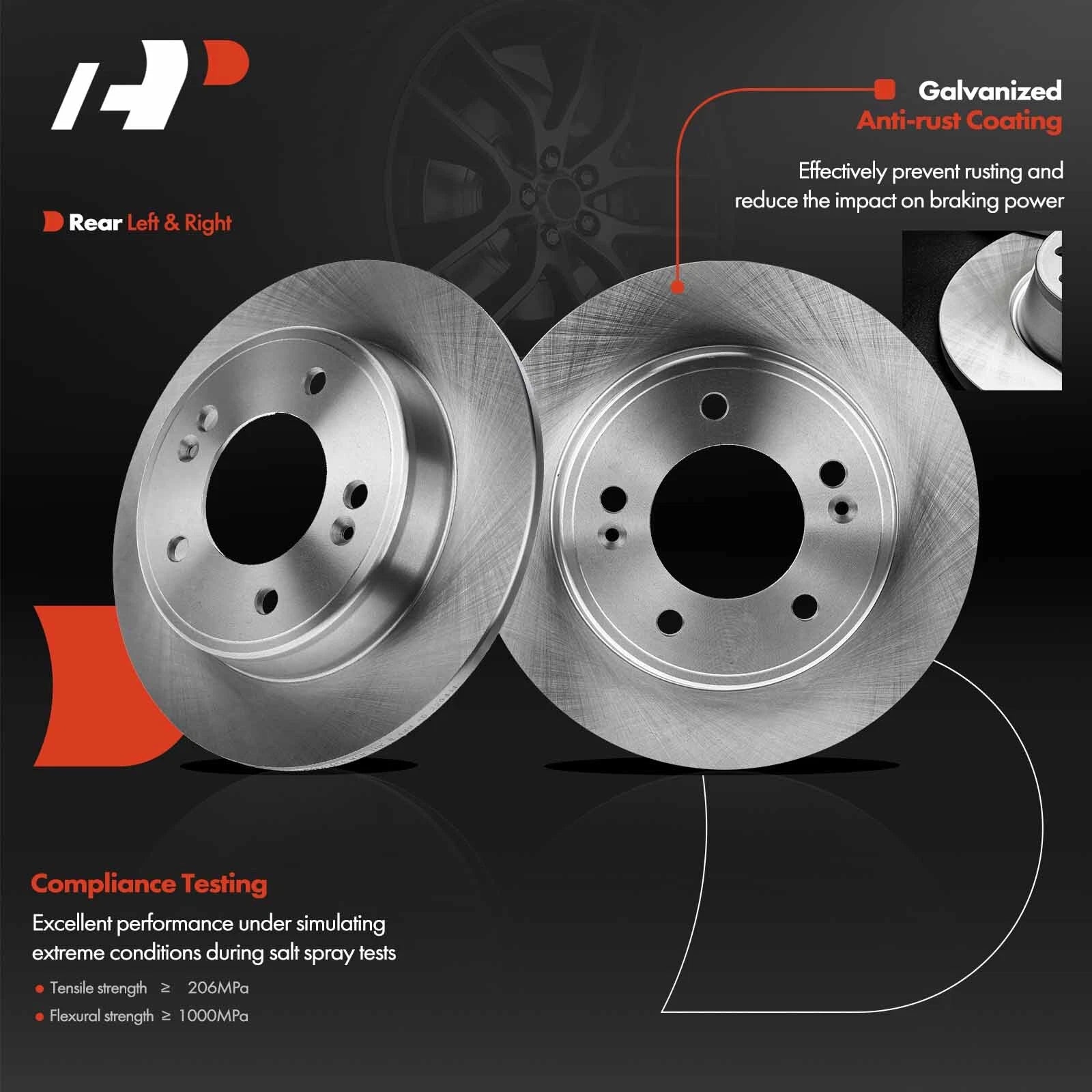 Rear Disc Brake Rotors for Hyundai Elantra GT (2011–2020) Kia Forte Soul