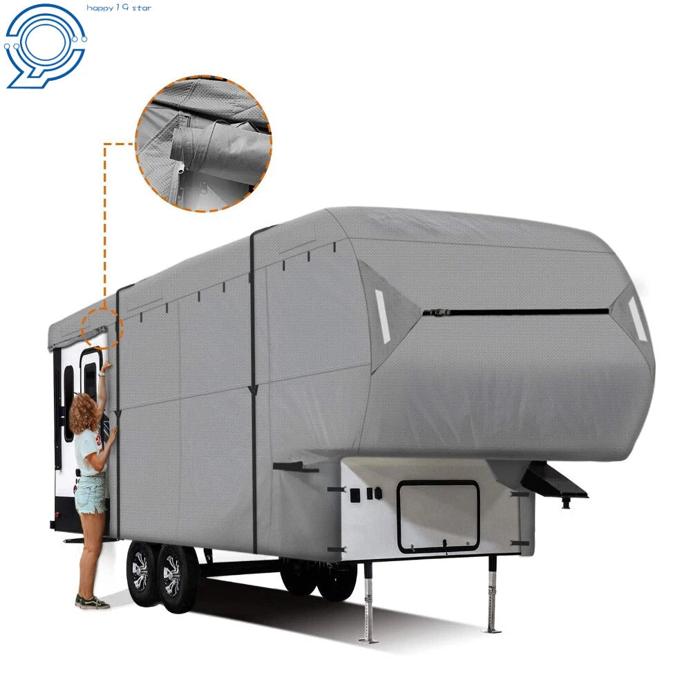 4-Ply Waterproof 5th Wheel RV Cover for Motorhome Camper (33'-37')