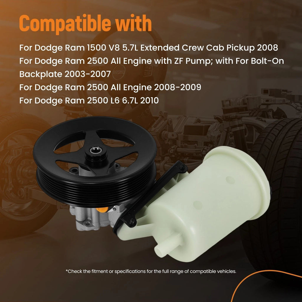 Front Power Steering Pump for Dodge Ram 1500 2500 3500 4500 (2003–2010)