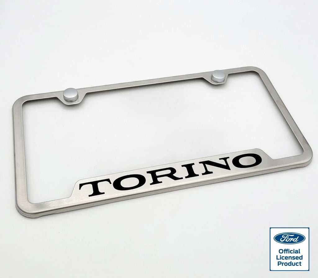 Brushed Notched Stainless License Plate Frame for Ford Torino (1968–1976)