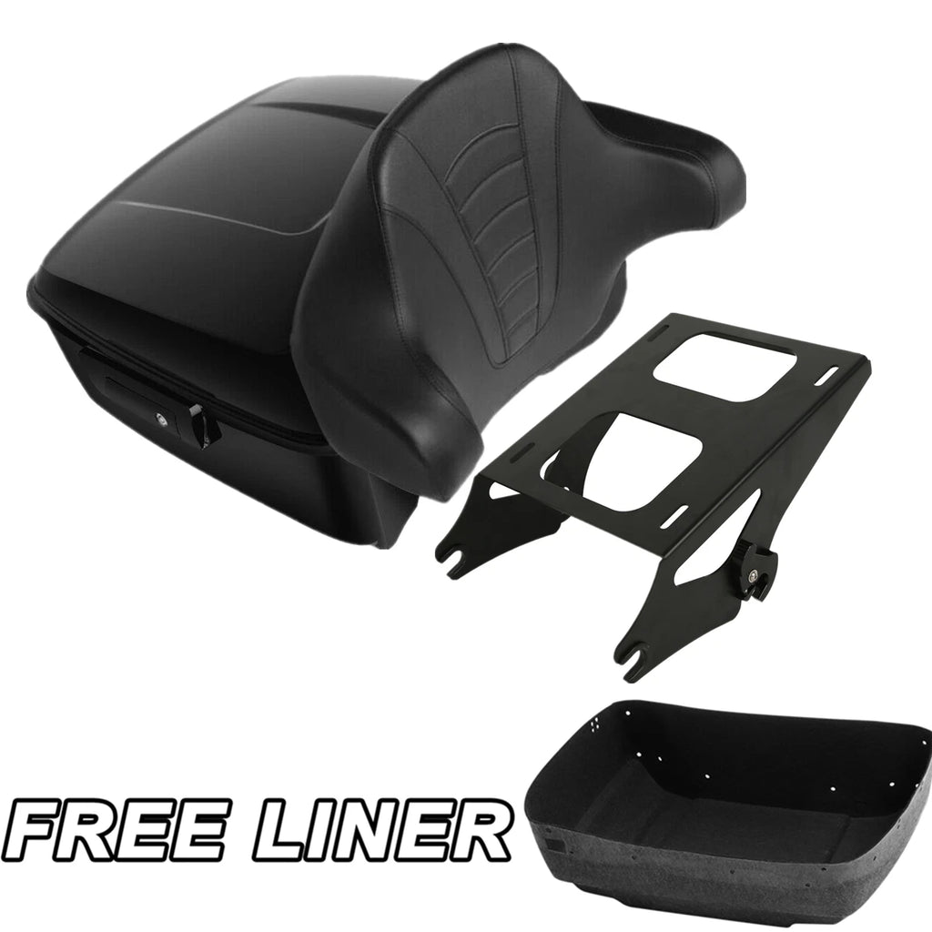 Trunk Backrest Pad Mount Rack for Harley Touring Glide (2014–2025) Black