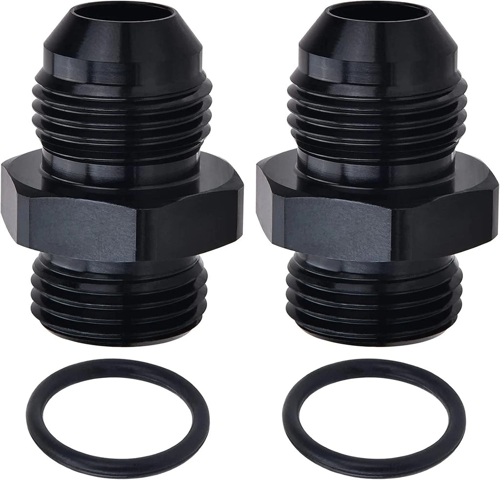AN8 Black Aluminum Male to AN8 ORB Compression Fitting Adapter for Universal