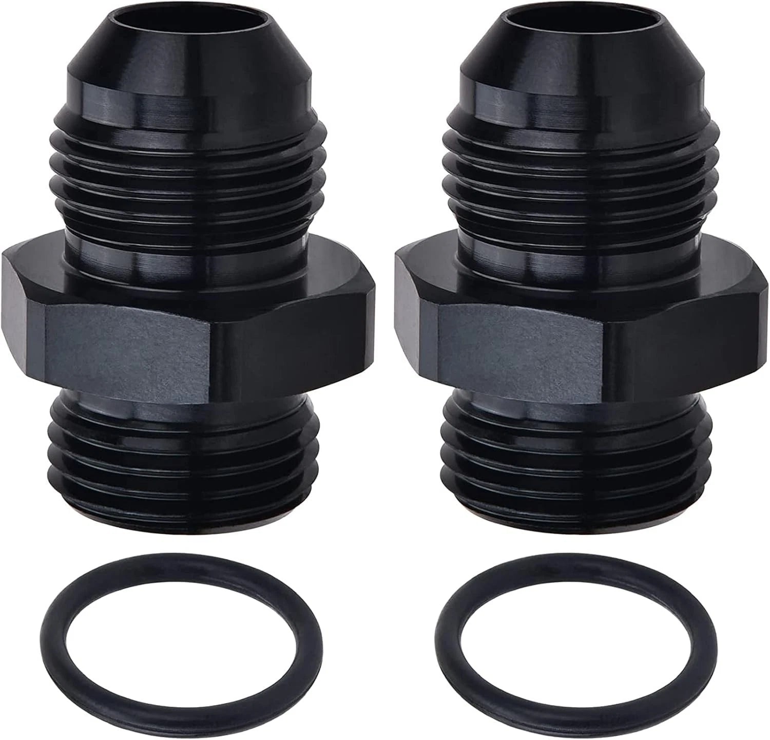 AN8 Black Aluminum Male to AN8 ORB Compression Fitting Adapter for Universal
