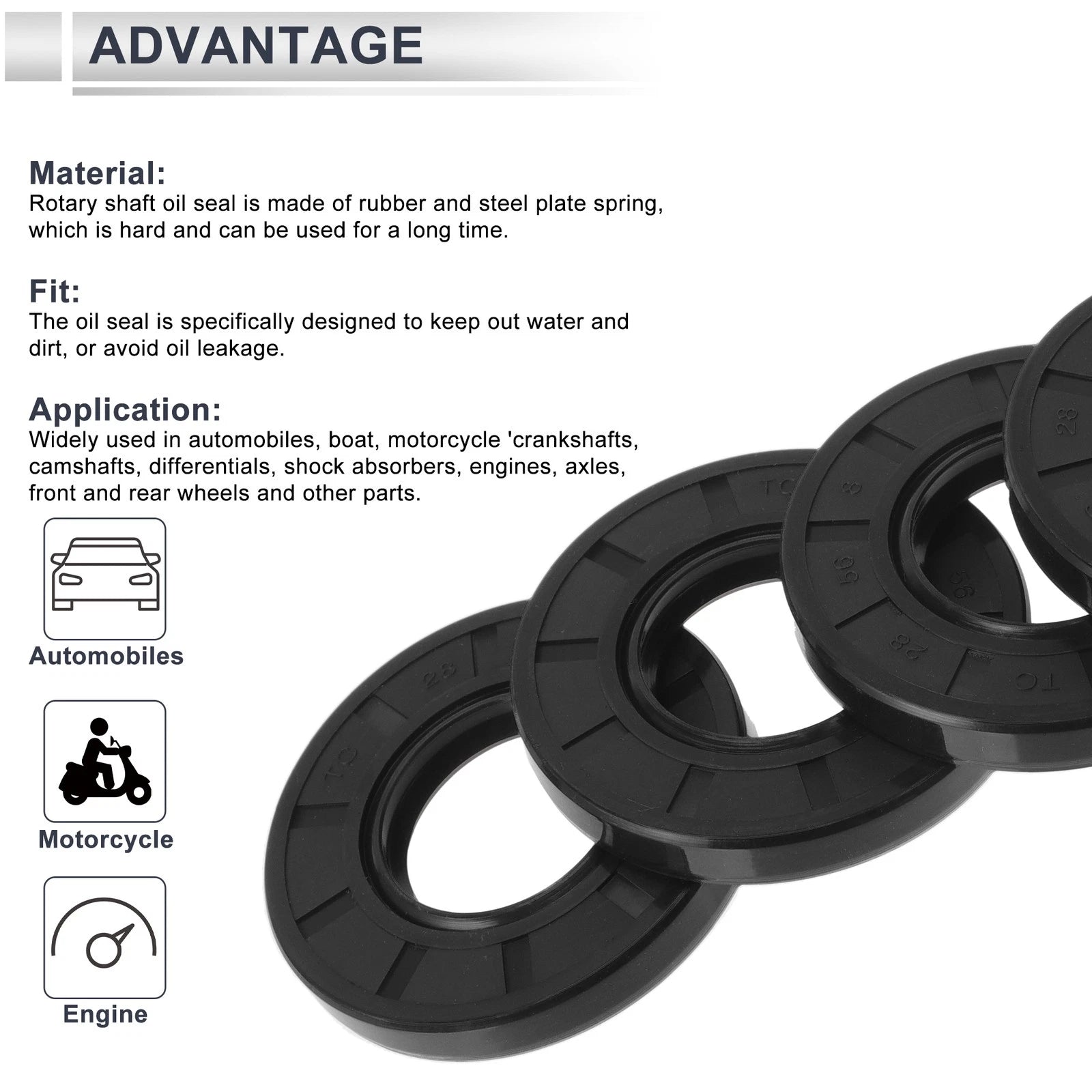 Set of 5 Oil Seal Rotary Shaft Seal TC Ring 28x56x8mm Nitrile Rubber