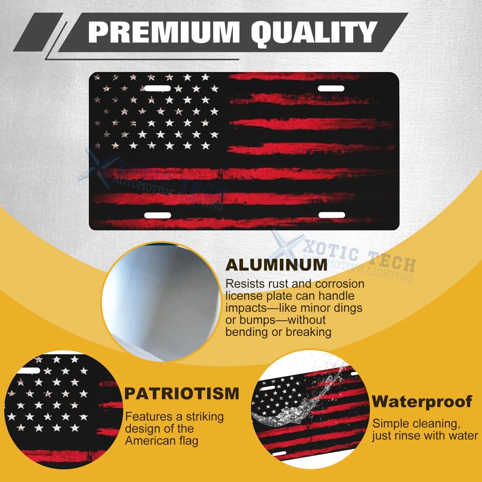Vintage American Front Flag License Plate Vanity Gift for Universal Use (-)