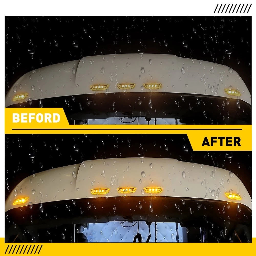5X Clear Amber 9 LED Cab Top Roof Marker Lights for Kenworth T680, Peterbilt 579 (2017–2023)
