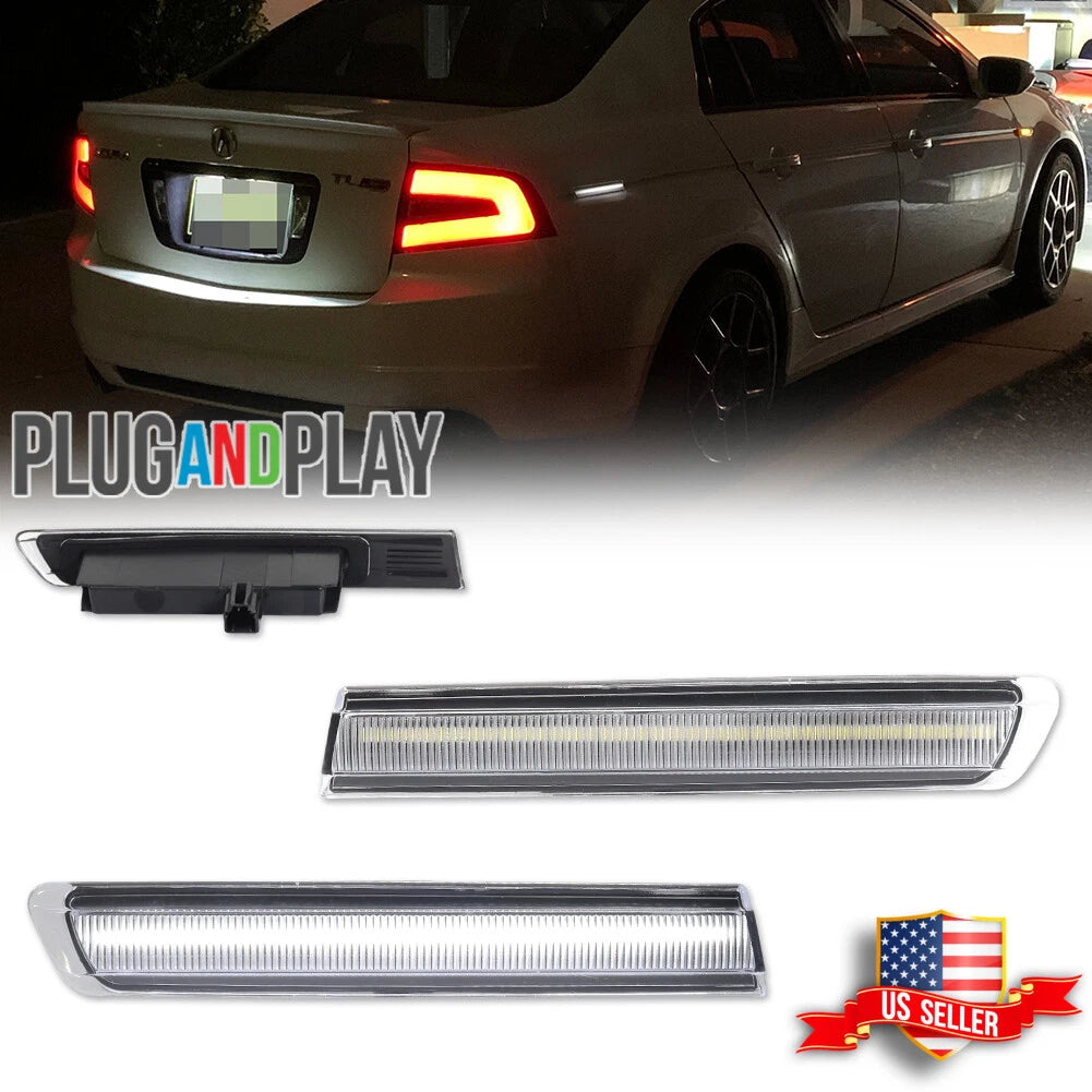 Set of 2 Clear Lens White LED Rear Side Marker Lights for Acura TL (2004–2008)