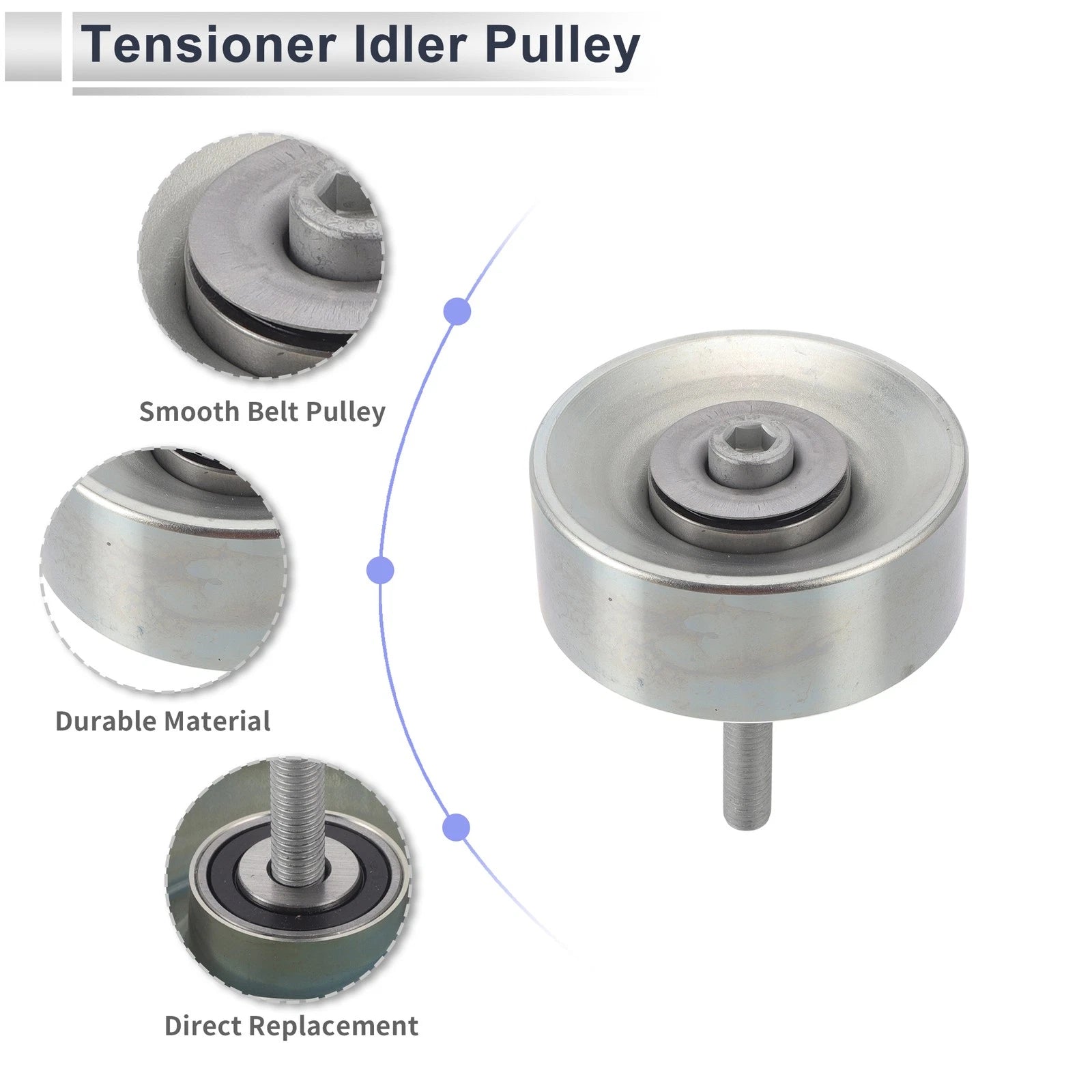 Drive Belt Idler Pulley for Audi Q7 (2011–2019) No. 06E903341H Silver Tone