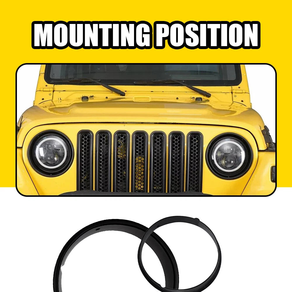 2X Front Headlight Trim Covers for Jeep Wrangler TJ (1997-2006)