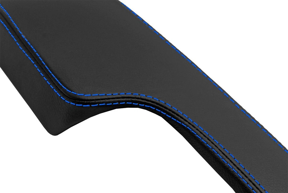Leather Synthetic Console Armrest Cover for Honda Civic (2001–2005) Black Blue Stitch