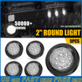 5pcs 2 Inch 9 LED White Round Tail Clearance Side Marker Light for Truck Trailer