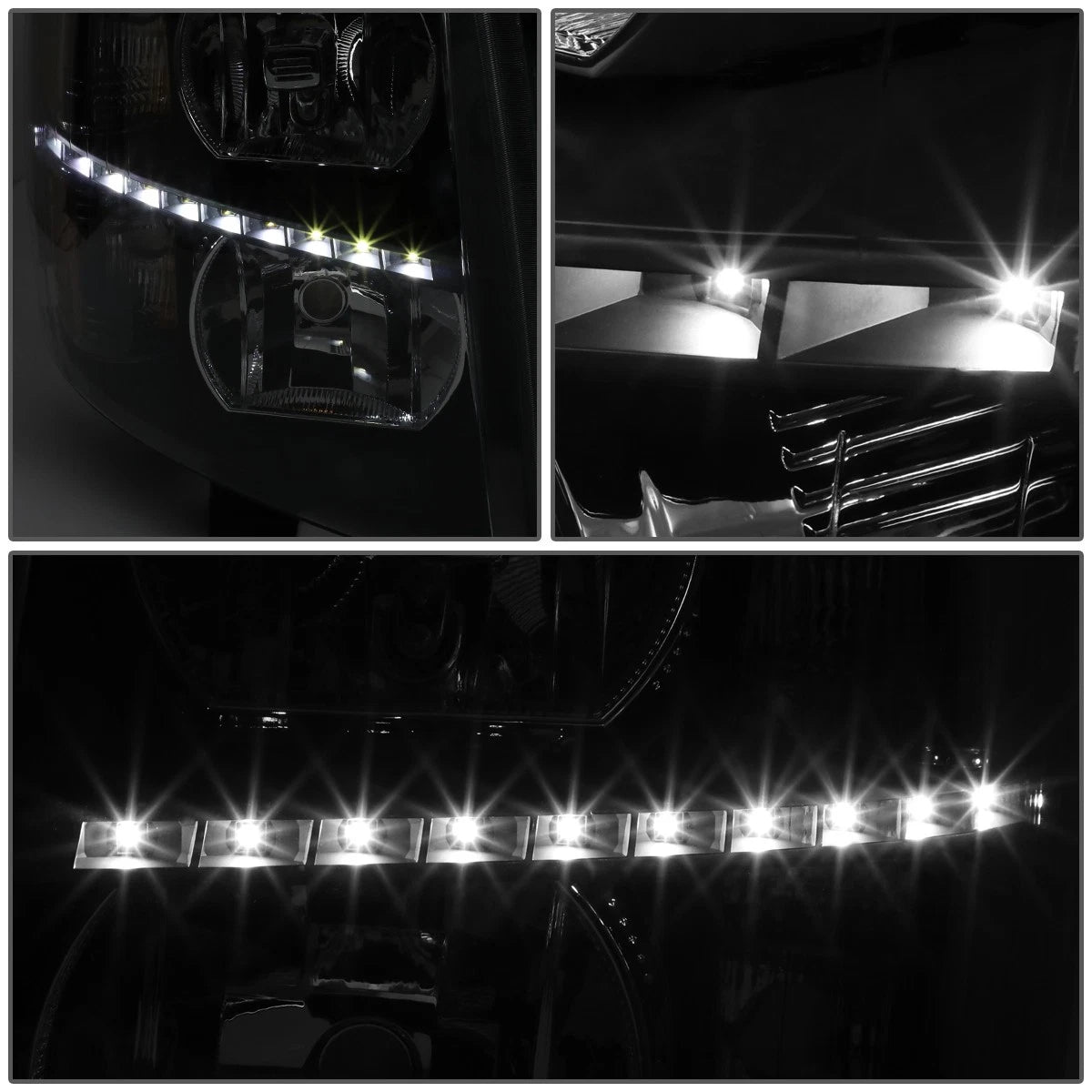 LED DRL Strip for Chevy Silverado (2007–2014) Tinted Housing Amber Corner