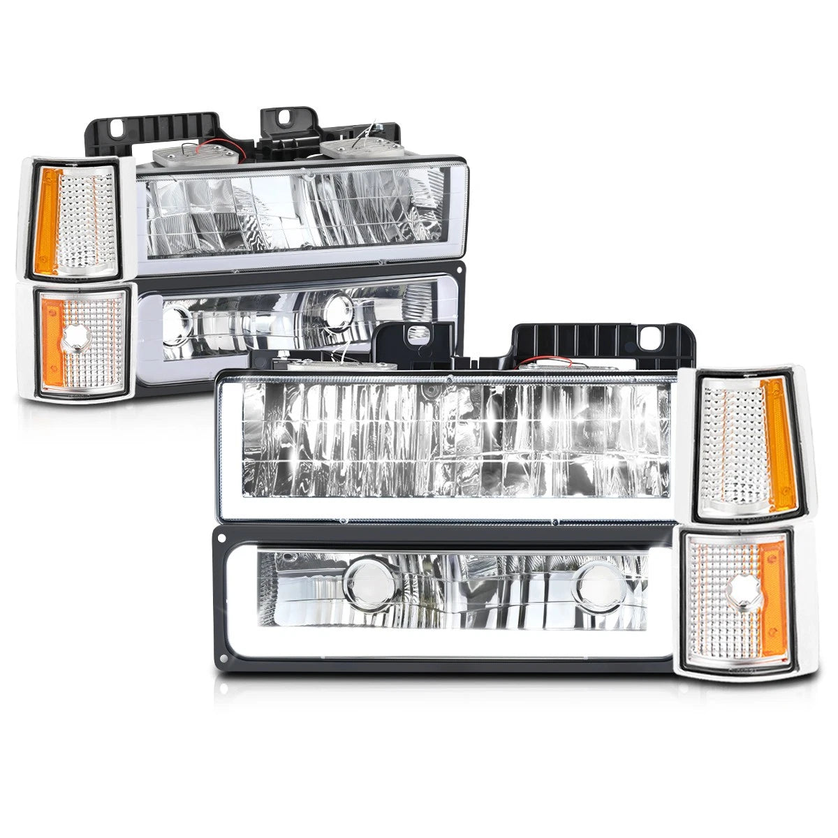 U-Shape LED DRL Headlights for GMC C/K Pickup Suburban Yukon (1994–2000)