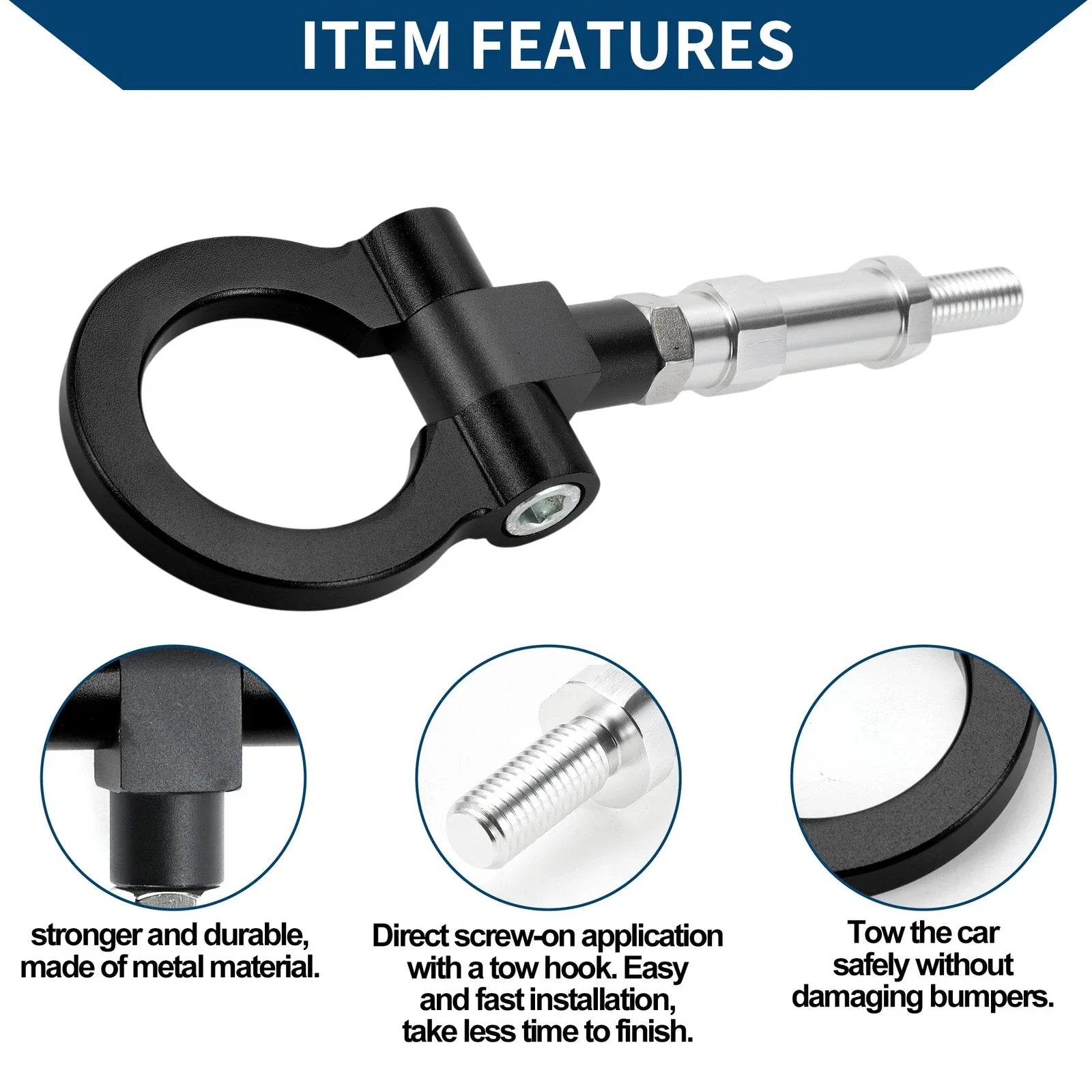 Tow Hook for Honda S2000 20.4cm Black (2000-2009)