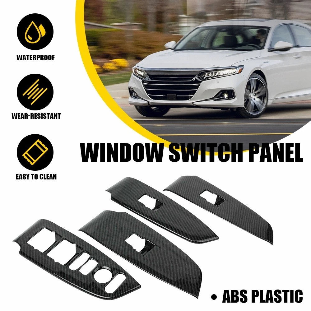 Carbon Fiber Inner Door Window Switch Panel Cover for Honda Accord (2018–2023)