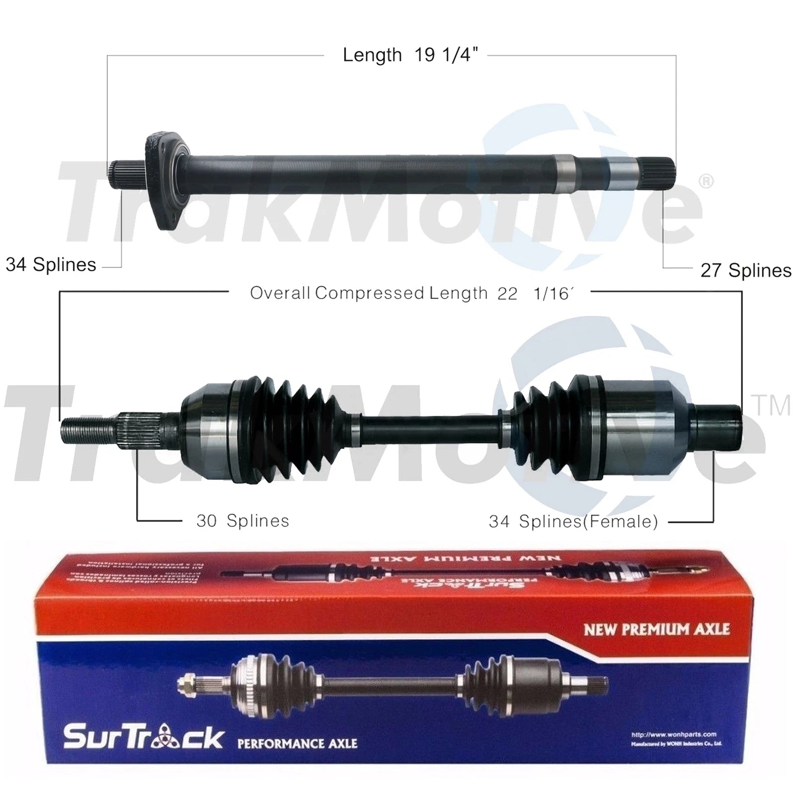 Set of 2 CV & Intermediate Shafts for Chevy Pontiac
