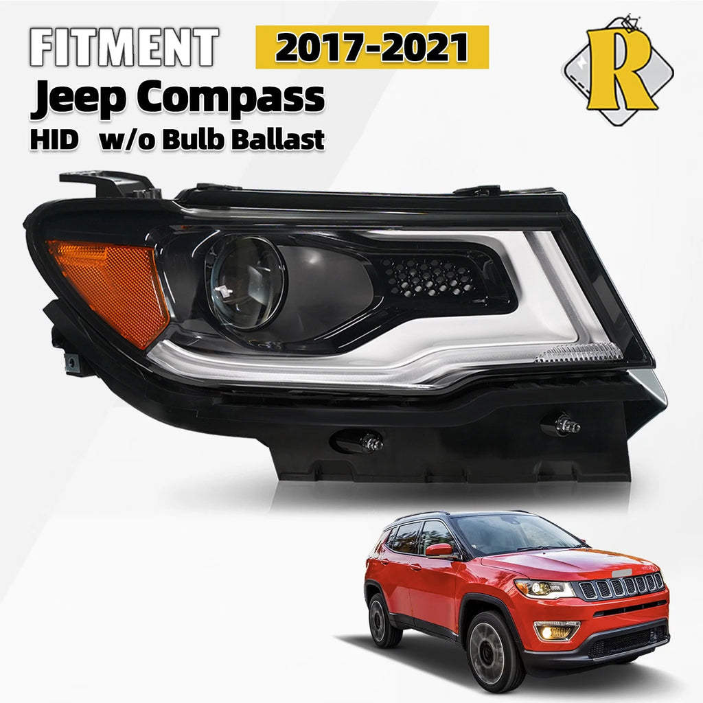 HID/Xenon Projector Headlight for Jeep Compass (2017–2021) w/LED DRL