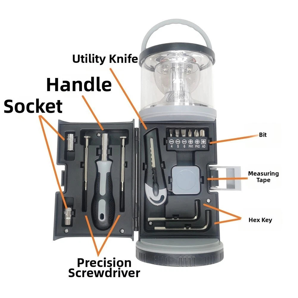 LED Lantern with Tool Storage for Boats RVs Remote Job Sites