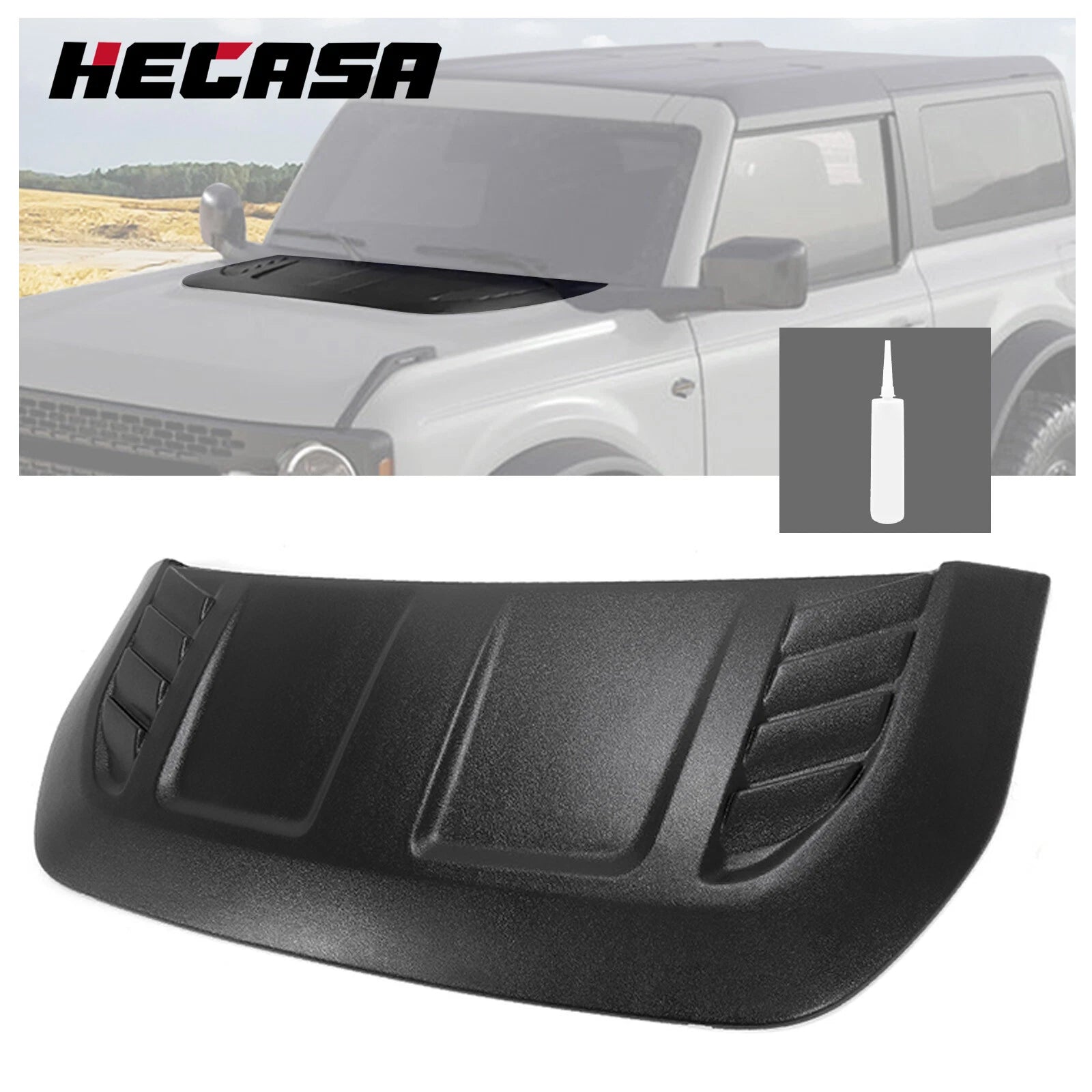 Hood Scoop Vent Trim for Ford Bronco (2021–2023) Black Retro Style