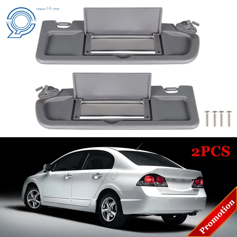 Set of 2 Sun Visors for Honda Civic (2006–2011) Dark Atlas Grey