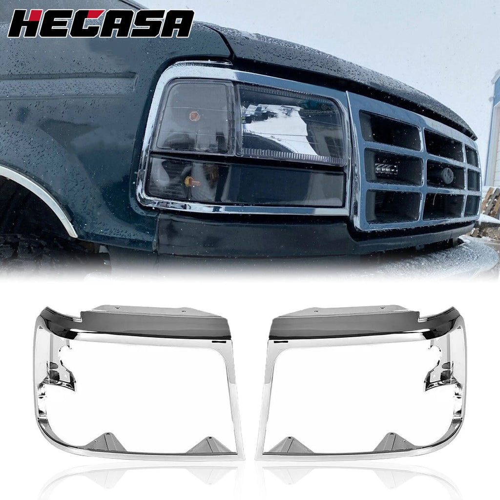 Set of 2 Chrome Headlight Trim Bezels for Ford Bronco F150 (1992–1996)