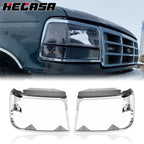 Set of 2 Chrome Headlight Trim Bezels for Ford Bronco F150 (1992–1996)