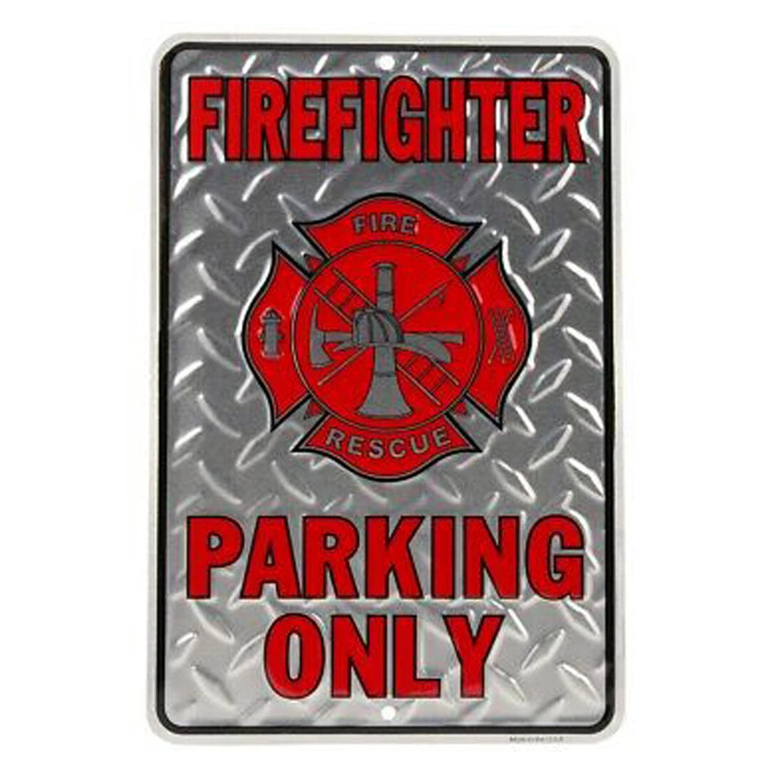 Firefighter Parking Only Embossed Tin Sign