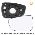 Left Driver Side Heated Mirror Glass for Hyundai Elantra Coupe (2011–2013)
