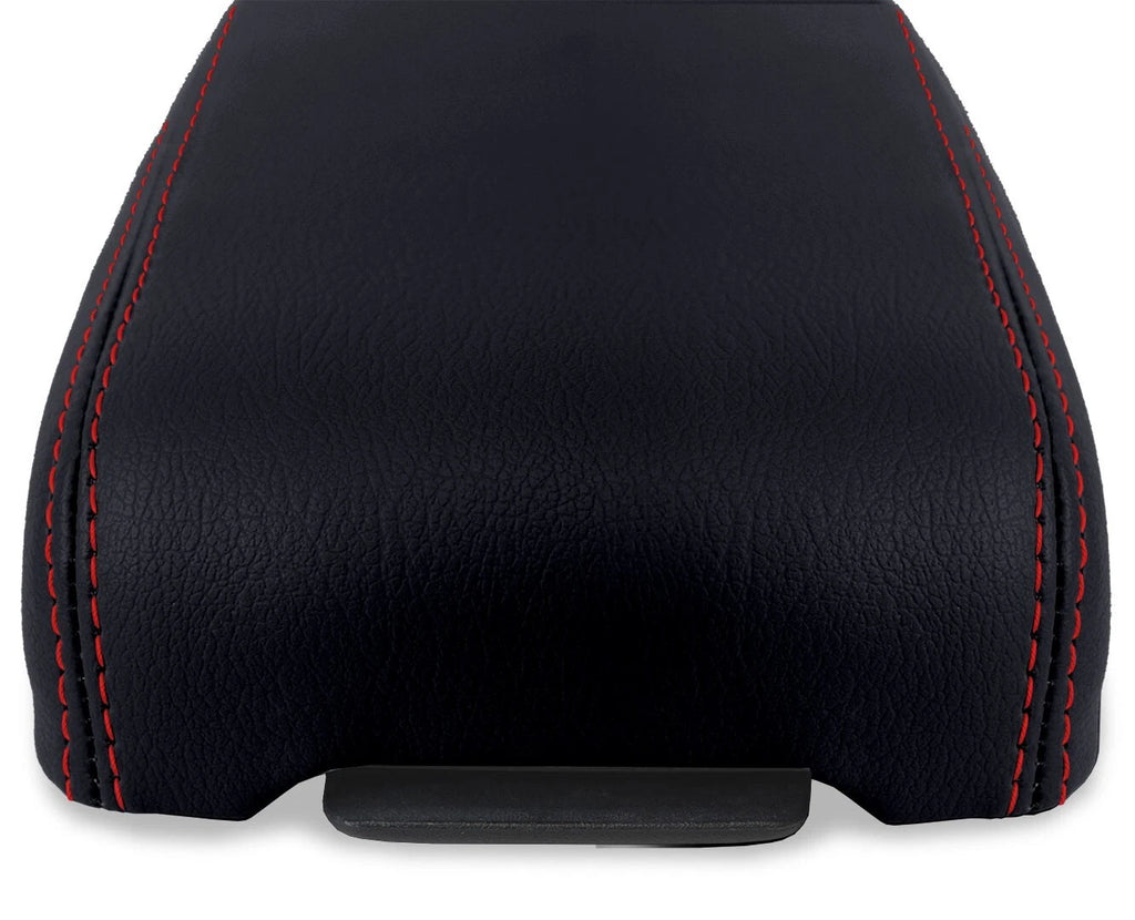 Leather Console Armrest Cover for Chevrolet Colorado (1995–2005) Red Stitch