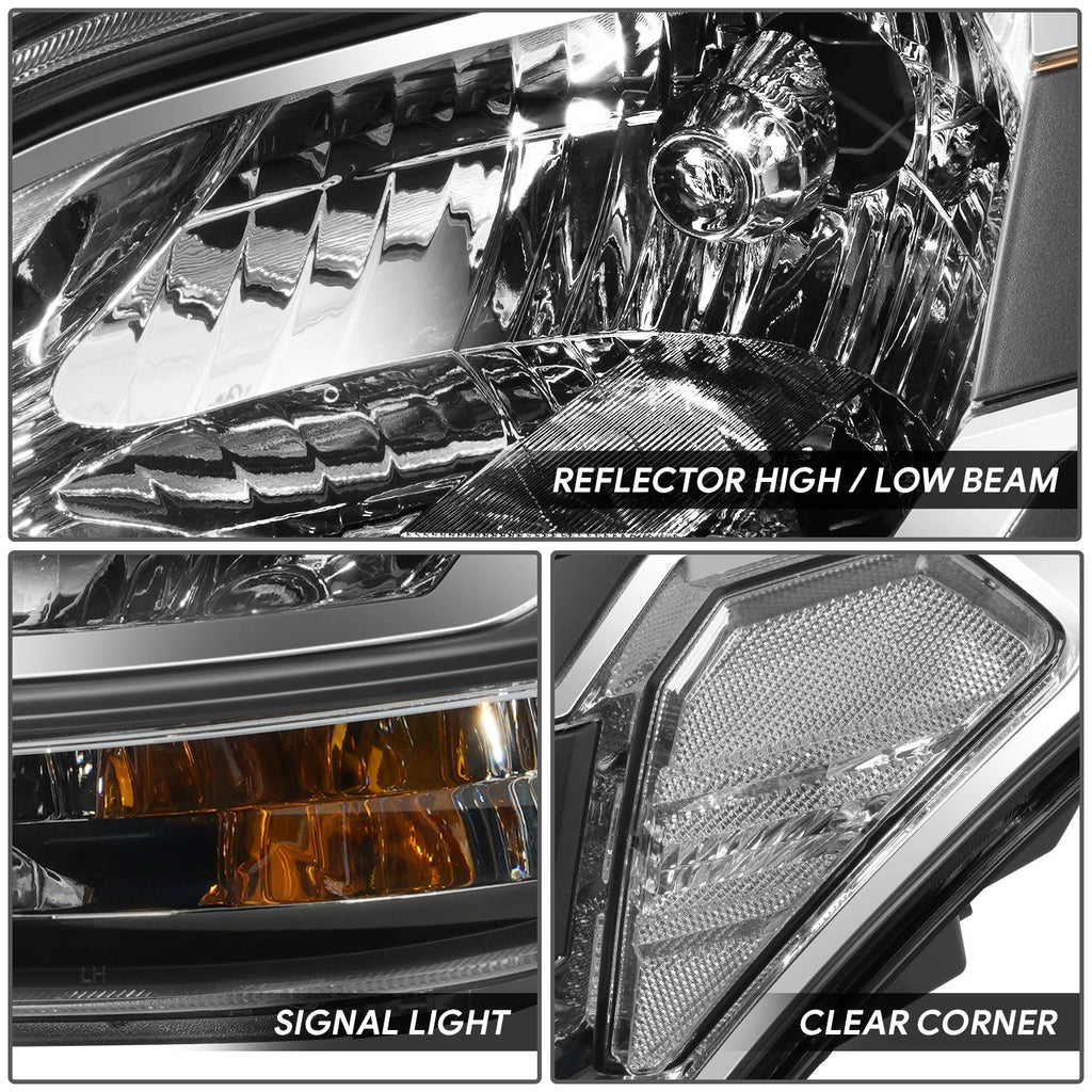 Headlight Lamp Pair for Kia Soul (2010–2011) Black Housing Clear Corner