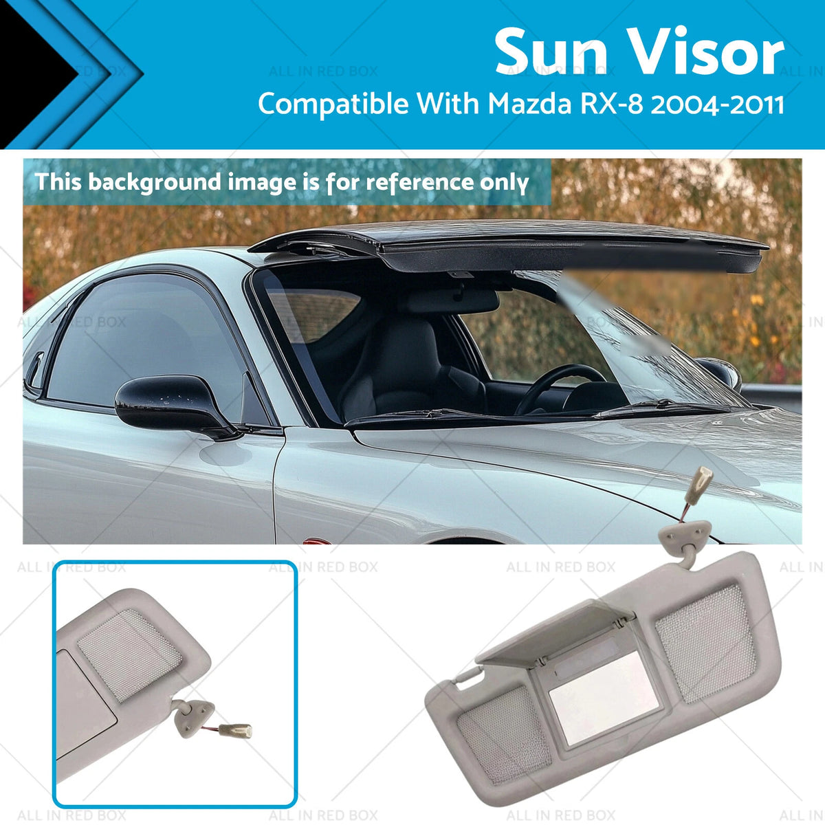 Left Sun Visor Gray w/ Mirror for Mazda RX-8 (2004–2011) FE88-69-320B-77
