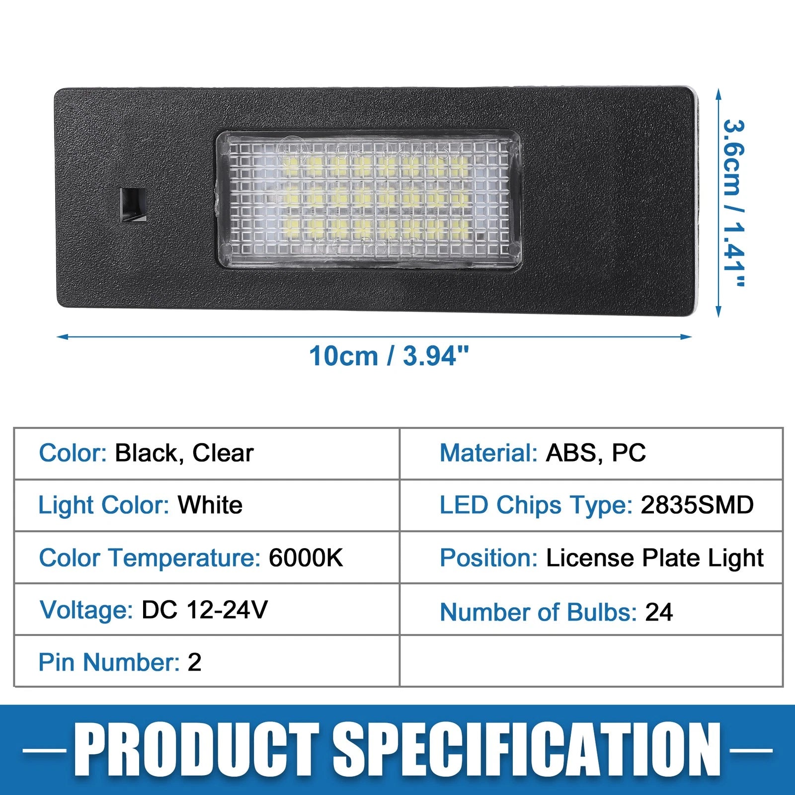 1 Pair White LED License Plate Light Assembly 63267193294 2835SMD for BMW 