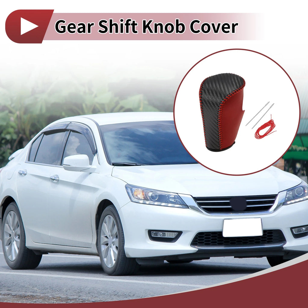 Gear Shift Knob Cover for Honda Accord (2008–2012) Black Red Leather
