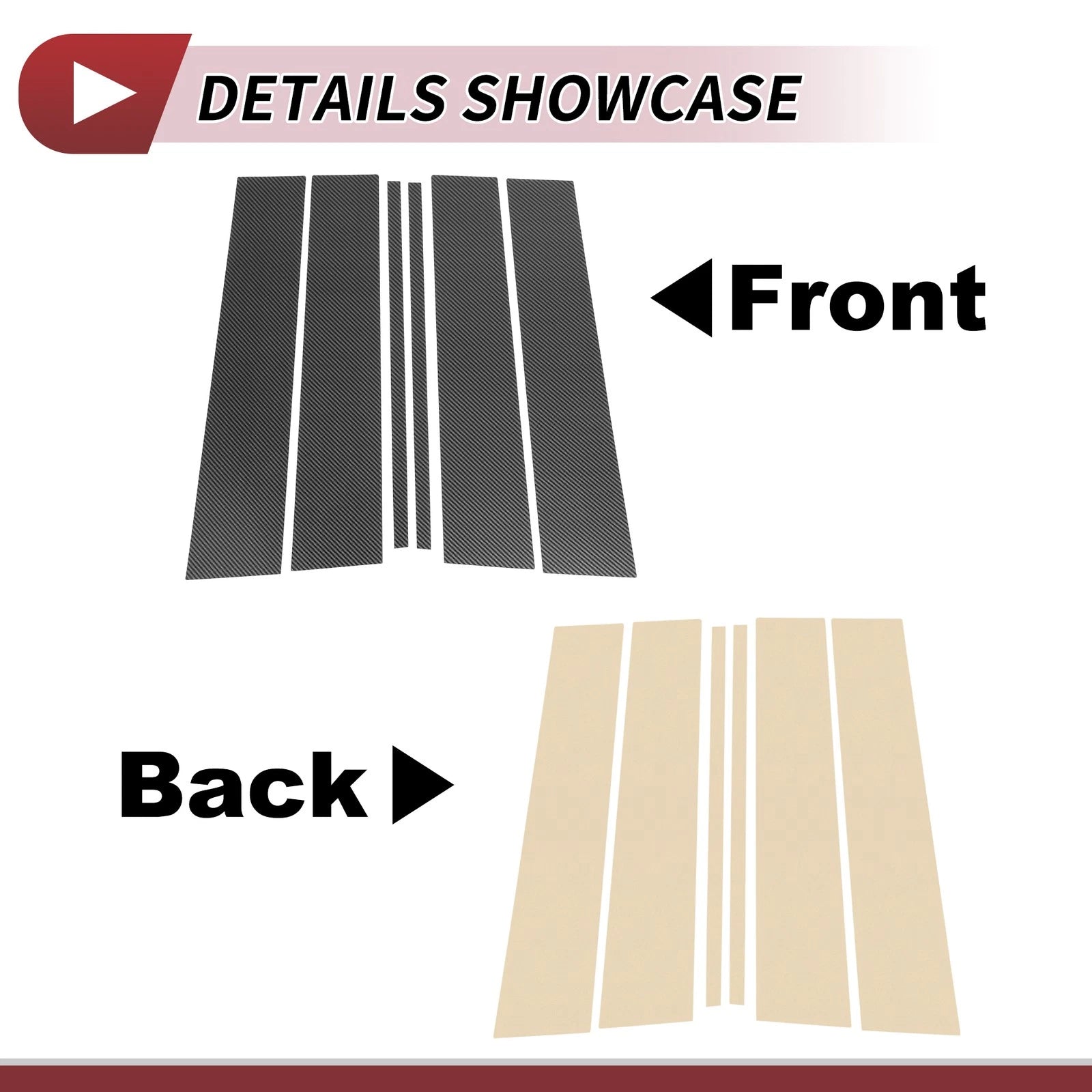 6 Pcs Door Pillar Window Trim for Ford Explorer (2020–2023) Carbon Fiber Black