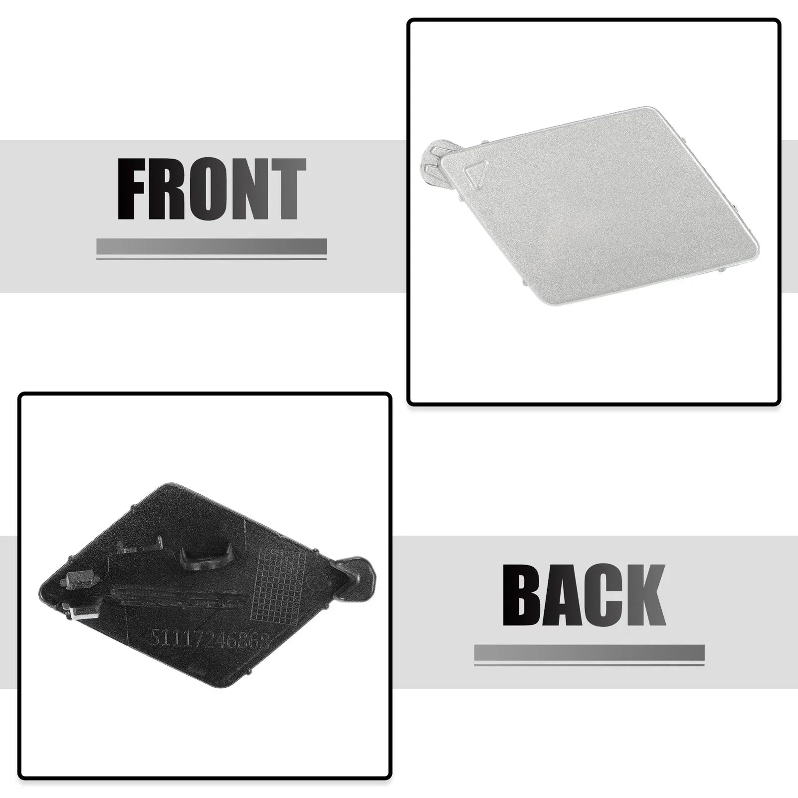 Tow Hook Cover Front Bumper for BMW 5 Series F10 Sedan Silver Tone