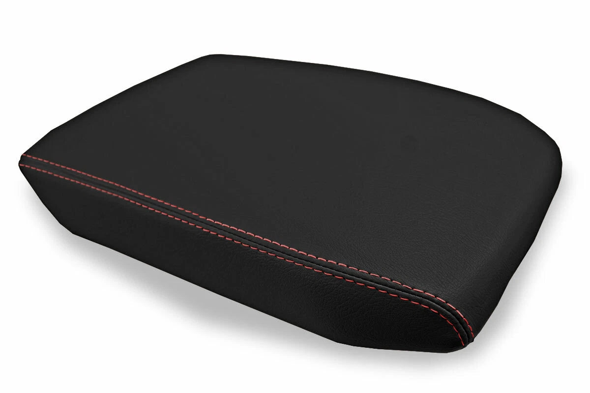 Leather Console Lid Armrest Cover for Volkswagen Atlas (2018–2021) Red Stitch