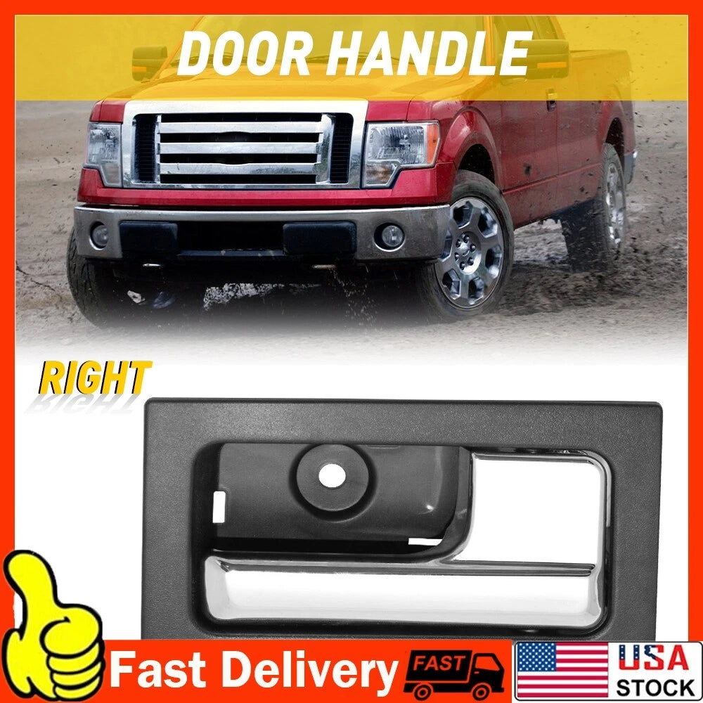 Inside Door Handle for Ford F-150  Black Housing Chrome Lever