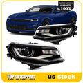 Pair HID Xenon Headlights with LED DRL Black Projector for Chevy Camaro (2016–2022)