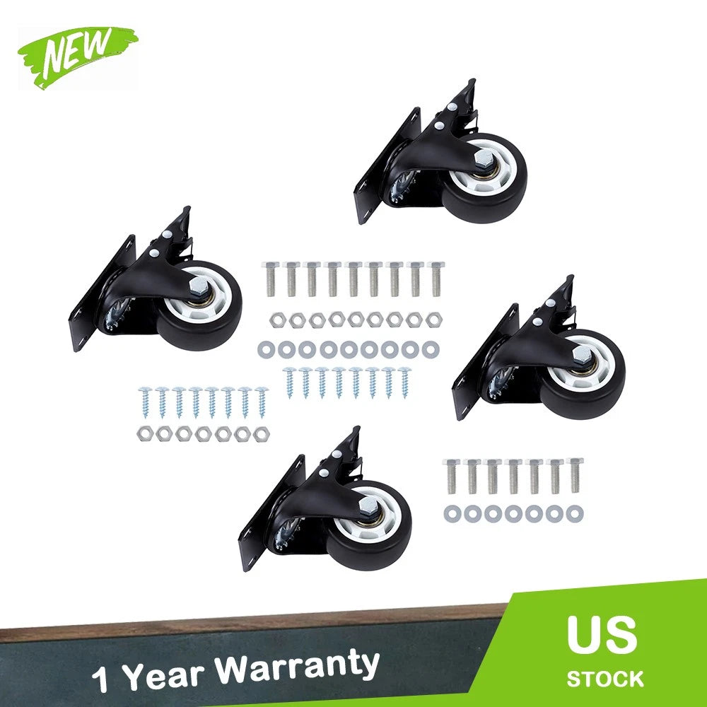 Set of 4 Heavy Duty 3 Inch Swivel Caster Wheels with Brakes