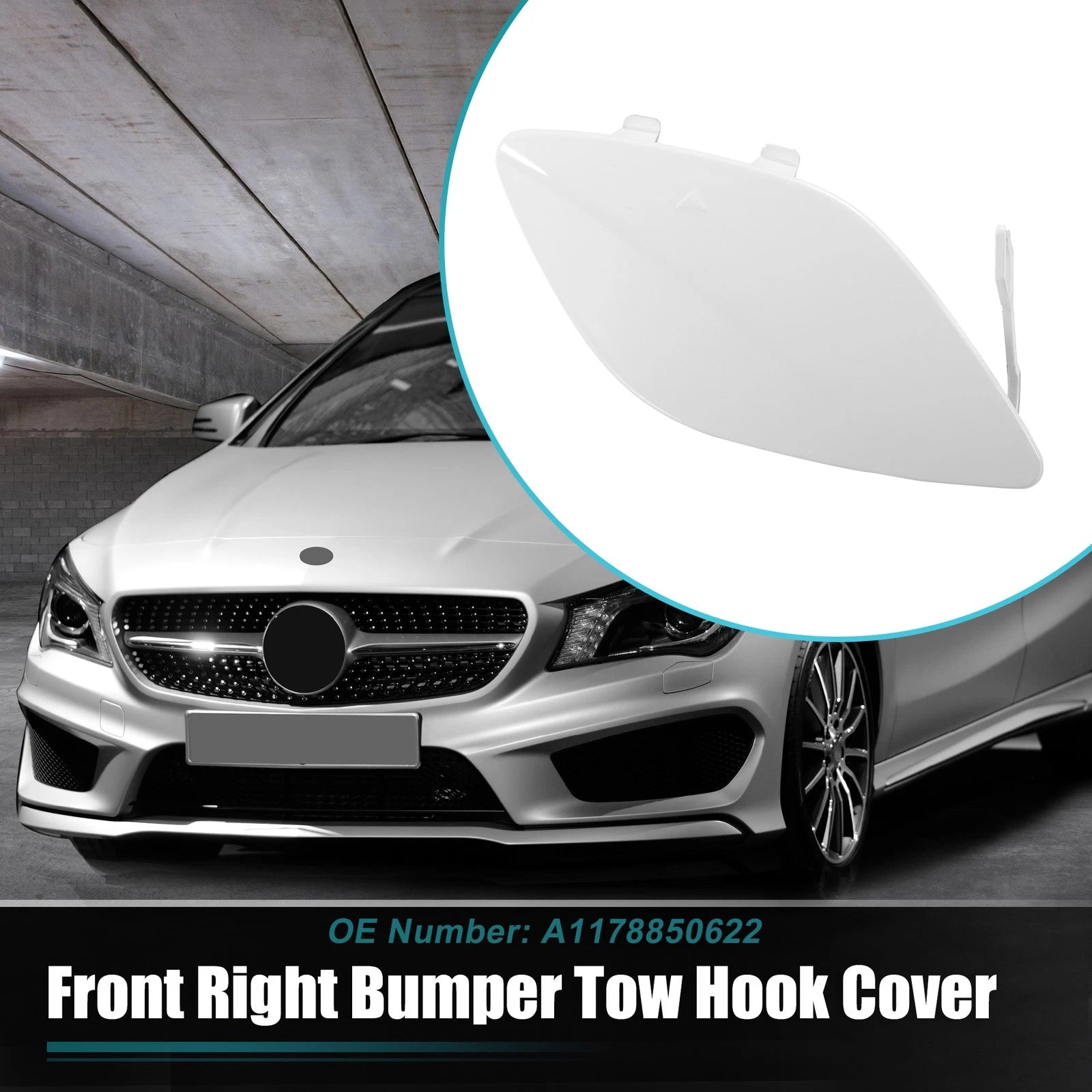 Front Bumper Tow Hook Cover for Mercedes-Benz CLA-Class (2014–2019) No.A1178850622 White