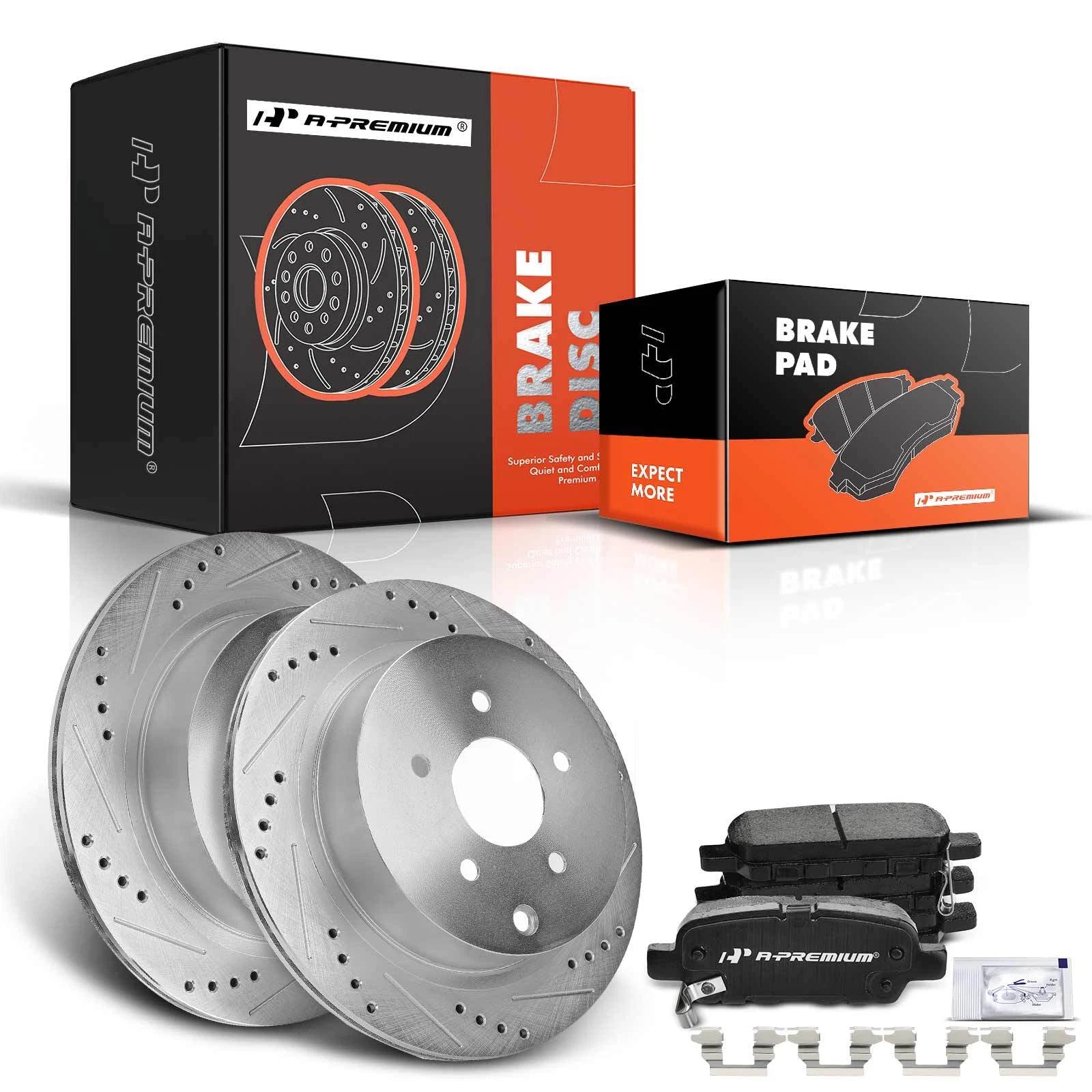 Set of 2 Rear Drilled Brake Rotors & Ceramic Pads for Nissan Murano (2009–2019)