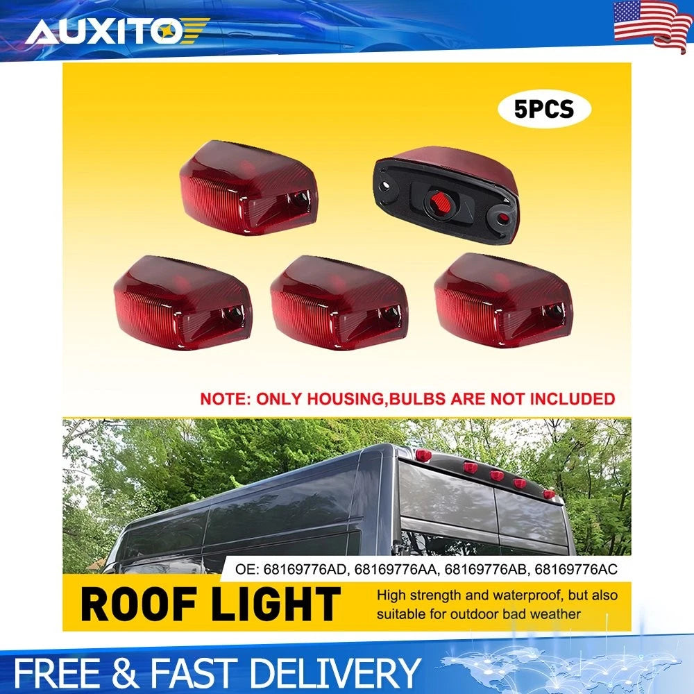 5X Red Cab Roof Marker Lights for Dodge RAM ProMaster 1500 2500 3500 (2014–2023)