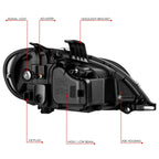 Headlight Assembly for Freightliner M2 106 112 (2003–2018) Black Housing Clear Lens